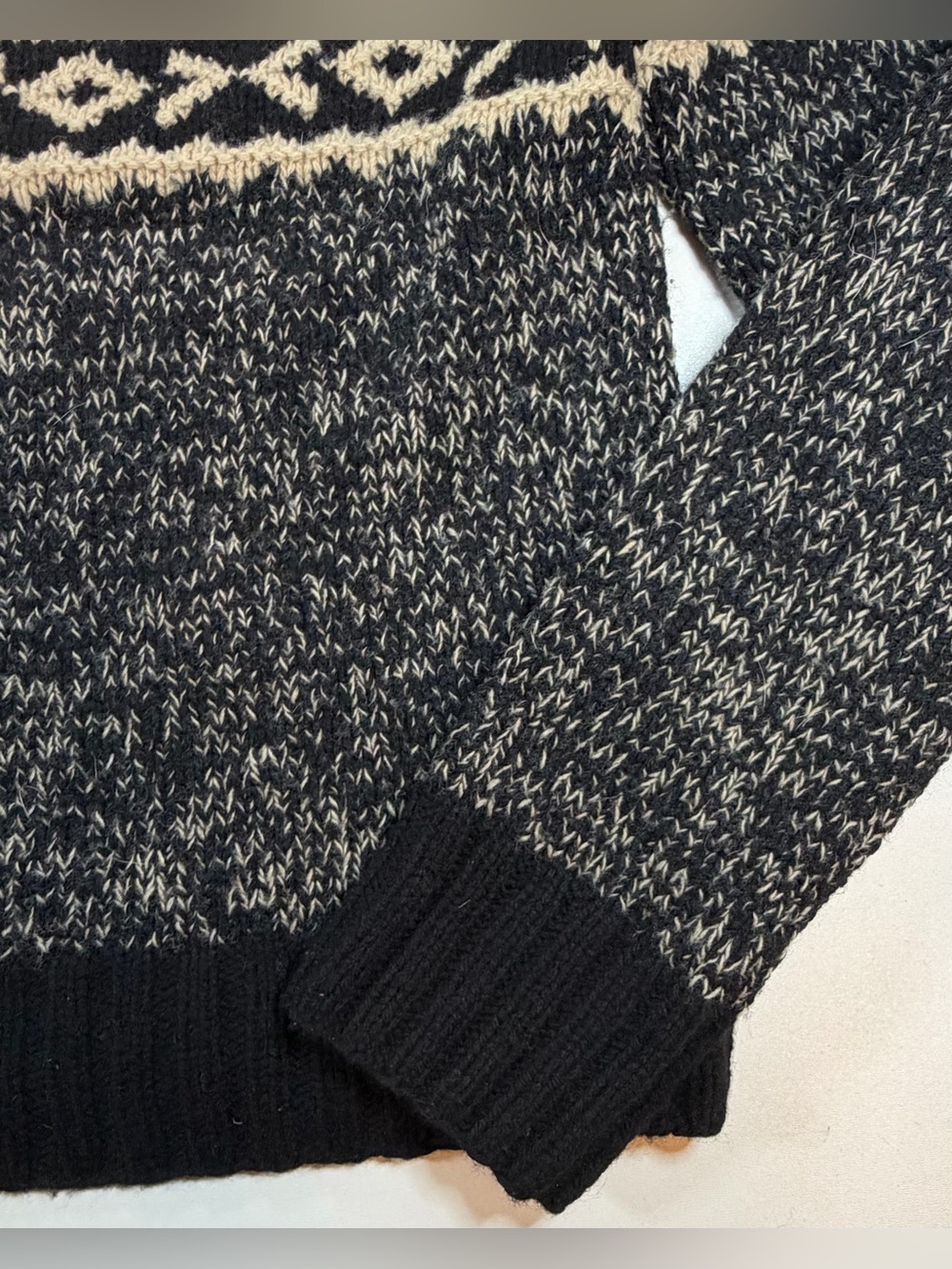 Ralph Lauren Sweater Hand Knit Snowflake Fair Isle Holiday Wool Silk Black Sz M - Picture 9 of 12